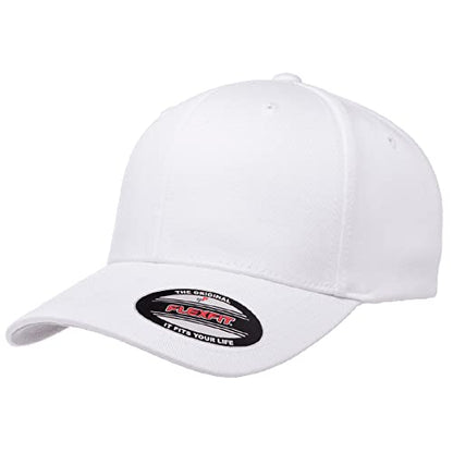 Flexfit Wooly Combed 6-Panel Structured Baseball Cap | Stretch Fitted - color: White, size: Large-X-Large