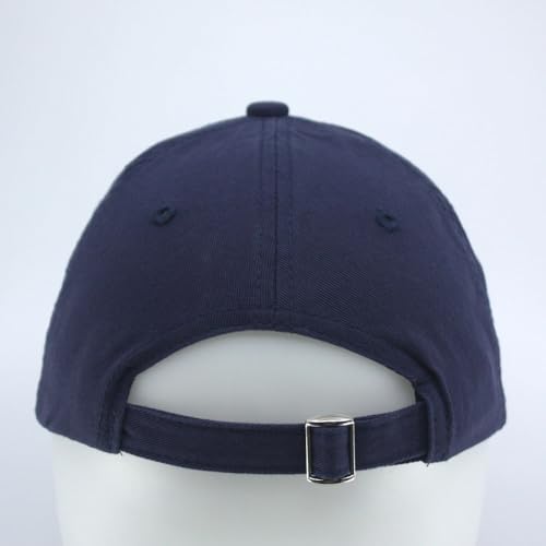 Washed Cotton Distressed with Heavy Stitching Adjustable Baseball Cap - color: Strap Navy