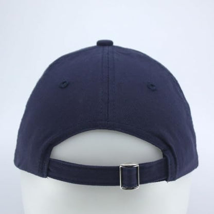 Washed Cotton Distressed with Heavy Stitching Adjustable Baseball Cap - color: Strap Navy