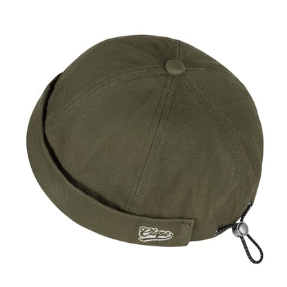 Croogo Brimless Hat for Men Cotton Docker Cap Adjustable Retro Skullcap - color: Darkgreen