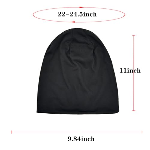 Tergy 4/10/12 Pieces Unisex Beanie Hats for Men Women Slouchy Beanie Hip-Hop Caps Lighweight Soft Skull Caps for Chemo Sleep - color: 12 Black
