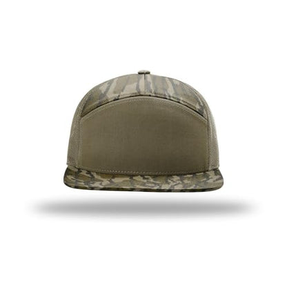 Richardson 168 Hi-Pro 7 Panel Adjustable Snapback Trucker Mesh Back Cap - color: Mo Bottomland/Loden