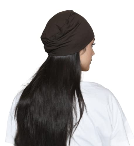 Chemo Hats Solid Sleep Cap Women's Bamboo Soft Headwear Cancer Cap Chemo Headwear Women - color: Brown