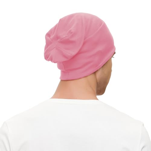 Unisex Slouchy Beanie Cotton Lightweight Beanie Hat Skull Cap Night Sleep Hat Hip-Hop Hat - color: Pink