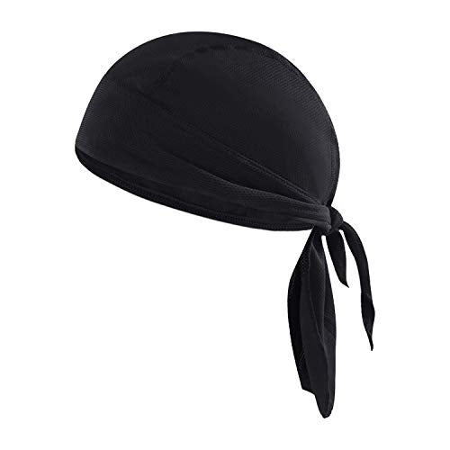 Greenery-GRE Head Tie Quick Drying Cycling Cap Headband Skull Beanie Bandana Do Rags Moisture Wicking Pirate Hat Helmet Liner - color: Black Mesh