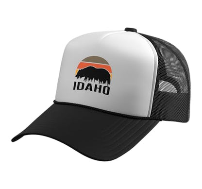 Idaho Trucker Hat with Adjustable Mesh Back - color: Black/White
