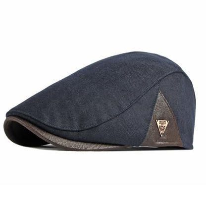 meioro Men's Cotton Newsboy Hat Adjustable Tweed Flat Cap for Men - color: Navy