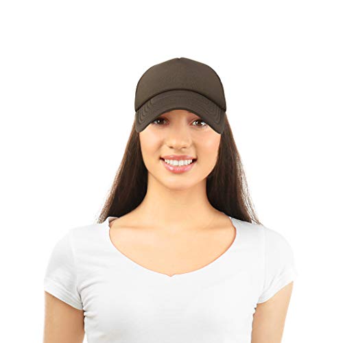 DALIX Solid Blank Trucker Hats Caps 2 Pack - color: Brown