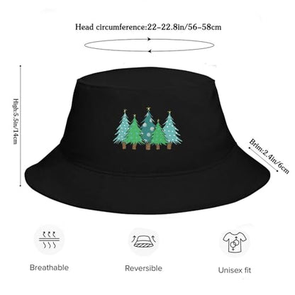 Bucket Hat for Men Women Funny Holiday Fishing Hat Cute Fisherman Cap - color: Xmas Green