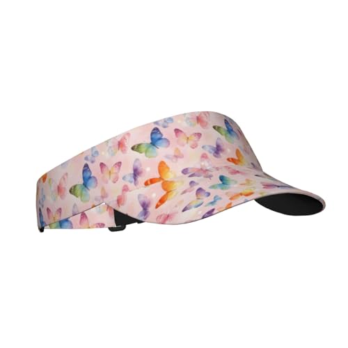 Adjustable Sun Visor Hats, Lightweight Open-Top Sports Visors - color: Butterfly
