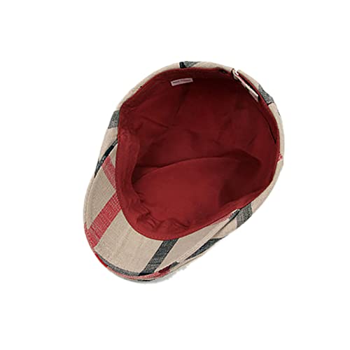 Newsboy Men's Hat Camo Cotton Classic Adjustable Cap Flat Soft Hunting Golf - color: Stripe Red