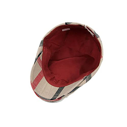 Newsboy Men's Hat Camo Cotton Classic Adjustable Cap Flat Soft Hunting Golf - color: Stripe Red