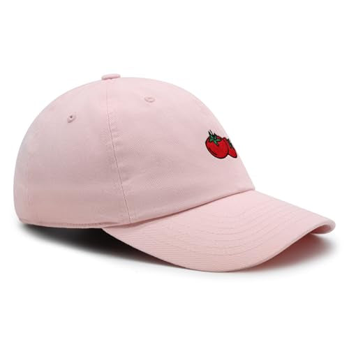 JPAK Two Tomatoes Premium Dad Hat Embroidered Cotton Baseball Cap Vegetables Embroidery - color: Light Pink