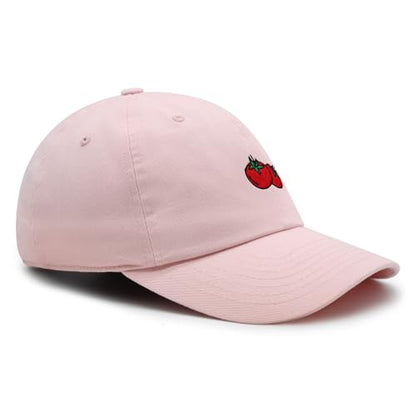 JPAK Two Tomatoes Premium Dad Hat Embroidered Cotton Baseball Cap Vegetables Embroidery - color: Light Pink