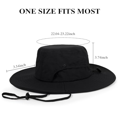 Wide Brim Sun Hats Waterproof Packable Bucket Hat UV Protection Summer Fishing Hat for Men and Women - color: Black