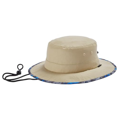 UPF 50+ Foldable Sun Hat Patterned Under Brim Bucket Hats for Summer Hiking Fishing Beach Safari Men Women - color: Khaki & Dark Grey, size: Medium