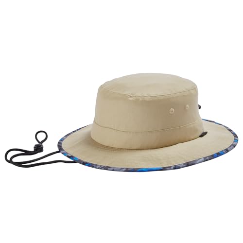 UPF 50+ Foldable Sun Hat Patterned Under Brim Bucket Hats for Summer Hiking Fishing Beach Safari Men Women - color: Khaki & Dark Grey, size: Medium