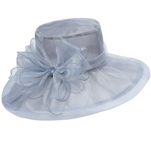 Century Star Kentucky-Derby hat Fascinator Hats for Women 2026 Floral Tea Party Bridal Church Wedding Headwear - color: Grey