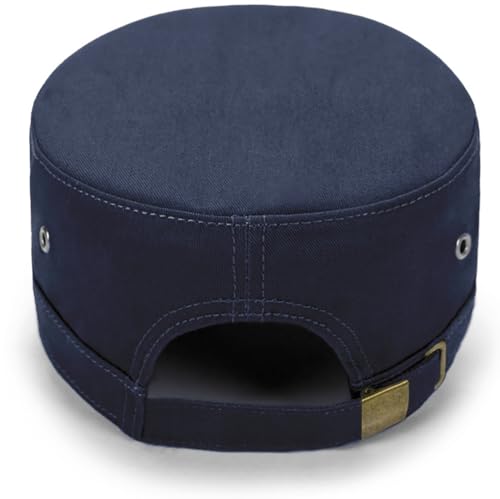Initlove Cadet Army Cap Military Unisex Flat Top Hat for Men Women - color: Star Navy