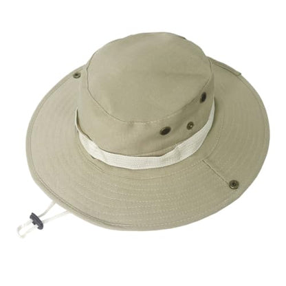 NPQQUAN Sun Hats for Men Women Wide Brim Bucket Hat UPF 50+ Boonie Hat - color: Pure Beige