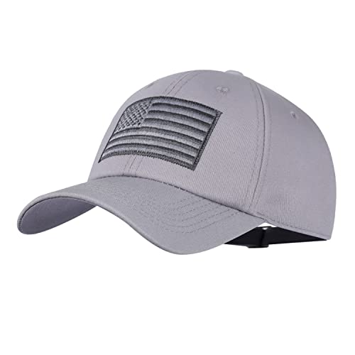 IIN American Flag Baseball Cap for Men Women Low Profile USA Army Tactical Operator Military Plain Dad Hat - color: Gray