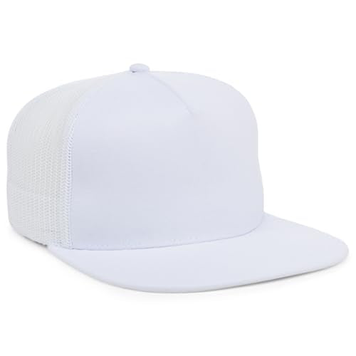 Lids Blank Essential 5-Panel Trucker Adjustable Snapback Hat - color: White