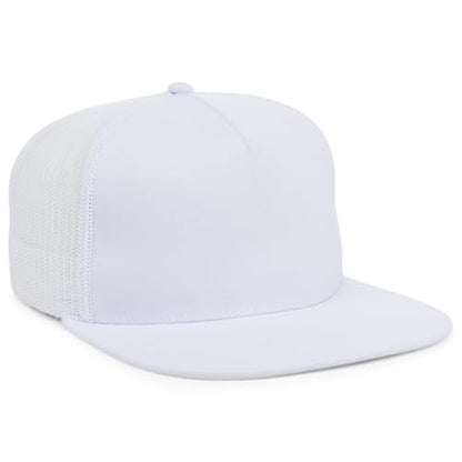 Lids Blank Essential 5-Panel Trucker Adjustable Snapback Hat - color: White