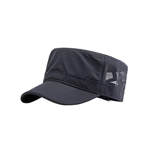 FASHIXD Mesh Military Hat for Men Summer Army Cap Quick Qry Short Bill Hat Cadet Cap - color: Dark Blue