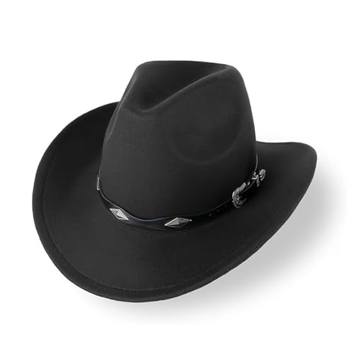 Unisex Cowboy Hat for Men and Women, Classic Denim Hat with Wide Brim, Adjustable Band, Perfect for Western Theme Parties - color: Black