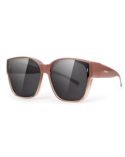 Meeloog Large Polarized Fit Over Glasses Sunglasses for Women Men MST0110 - color: P1 Coffee Frame/Black Lens