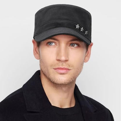 Cadet Hat Flat Top Hats Army Military Caps for Men Women - color: Gray D