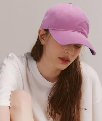 Edoneery Baseball Cap for Men and Women, Low Profile Washed Cotton Dad Hat - color: Pink