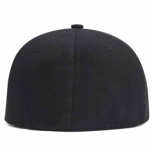 Back Closure Big Size Baseball Cap Hiphop Flat Peak Plain Sport Hats Oversize Large Men Fitted Caps - color: Black