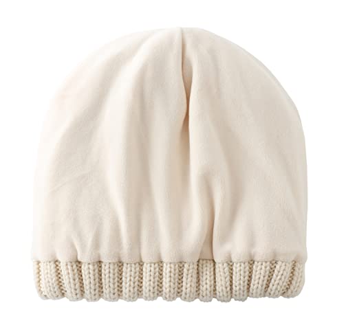 Home Prefer Mens Winter Hat Wool Fleece Lined Knit Beanie Hat Warm Stocking Caps - color: Beige