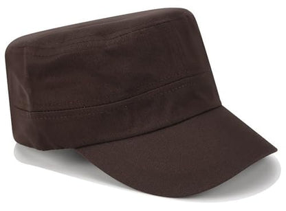Unisex Basic Cadet Army Caps Everyday Military Style Hat - color: Coffee