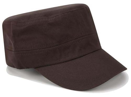 Unisex Basic Cadet Army Caps Everyday Military Style Hat - color: Coffee