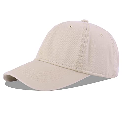 LANGZHEN Unisex Baseball Cap 100% Cotton Fits Men Women Washed Denim Adjustable Dad Hat - color: Khaki