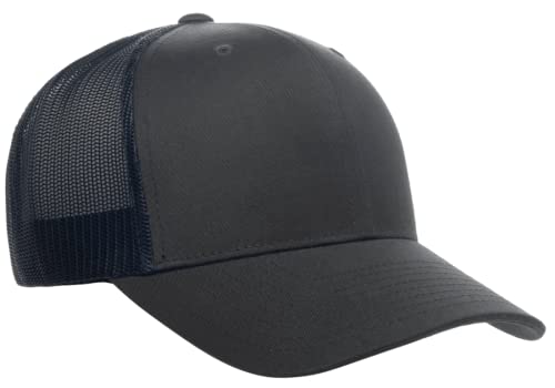 L2K Classics Plain Trucker Mesh Cap Baseball Cap - Mens Hats Trucker Hats for Men - color: Charcoal/Navy