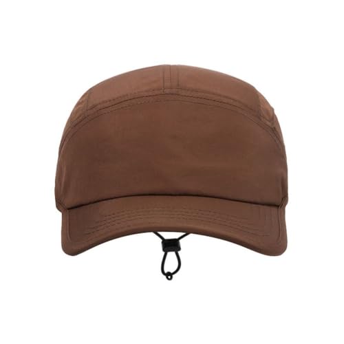5 Panel Hat, Quick Dry Baseball Cap, Drawstring Elastic Sport Cap for Running, Fishing - color: Brown