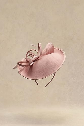 BABEYOND Wide Linen Feather Derby Fascinators Hats for Women Tea Party Hat - color: Style 2-nude Pink
