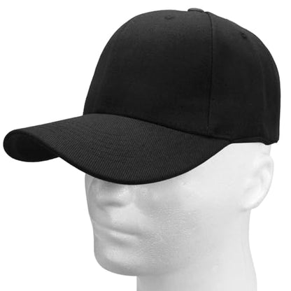 Falari Wholesale Bulk Lot 12-Pack Baseball Cap Adjustable Size Plain Blank Solid Color - color: Black