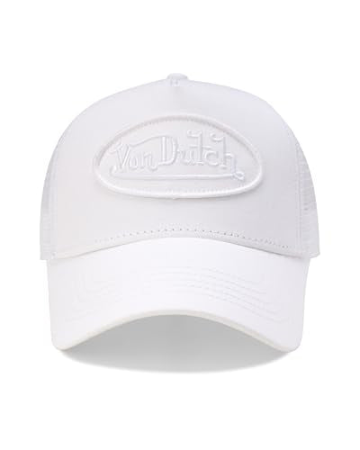 Von Dutch Unisex Trucker Hat, Colorblock, Mesh Back, Curved Bill, Snapback - color: Summit White