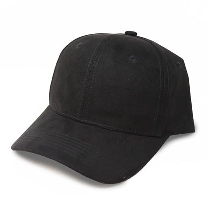 Suede Baseball Cap | Structured 6 Panel Hat for Men & Women | Adjustable Dad Hat | Polyester Suede Finish - color: Black