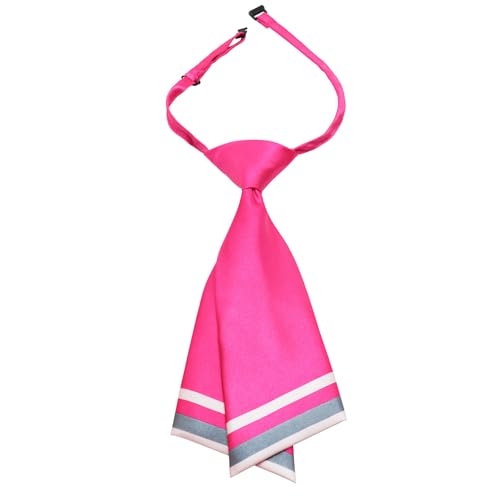Mantieqingway Women Uniform Necktie Adjustable Strap Striped Pre-tie Ties - color: Rose