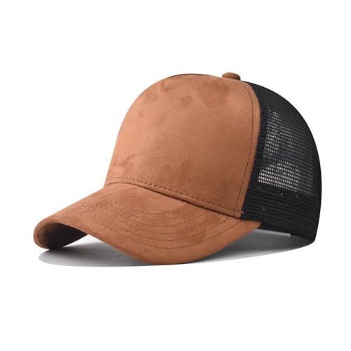 Trucker Hat Men Blank Mesh Suede Baseball Cap for Men and Women Baseball Hat 5-Panel Trucker Hat for Hunting & Hiking - color: Khaki