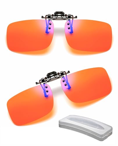 Clip on Flip up Polarized Lens For Prescription Glasses UV Protection Sunglasses (Clear lenses not Polarized) - color: Orange Lenses