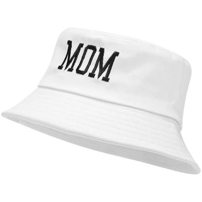 XYIYI Fashion Embroidery Bucket Hat Cotton Beach Fisherman Hats for Women Girls - color: Mom White