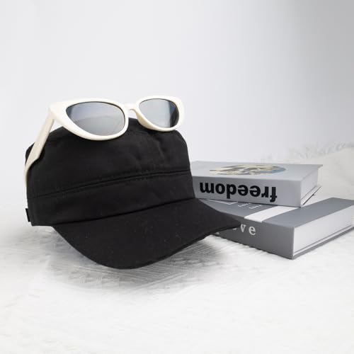 Cadet Army Cap Military Style Hats Flat Top Cap Baseball Hat for Men Women - color: Black