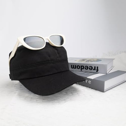 Cadet Army Cap Military Style Hats Flat Top Cap Baseball Hat for Men Women - color: Black
