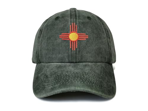 America State City Flag Hats - color: New Mexico Flag (Washed Army Green)
